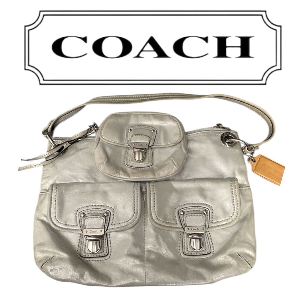 Coach Signature Poppy Metallic bag w matching coin purse 👛